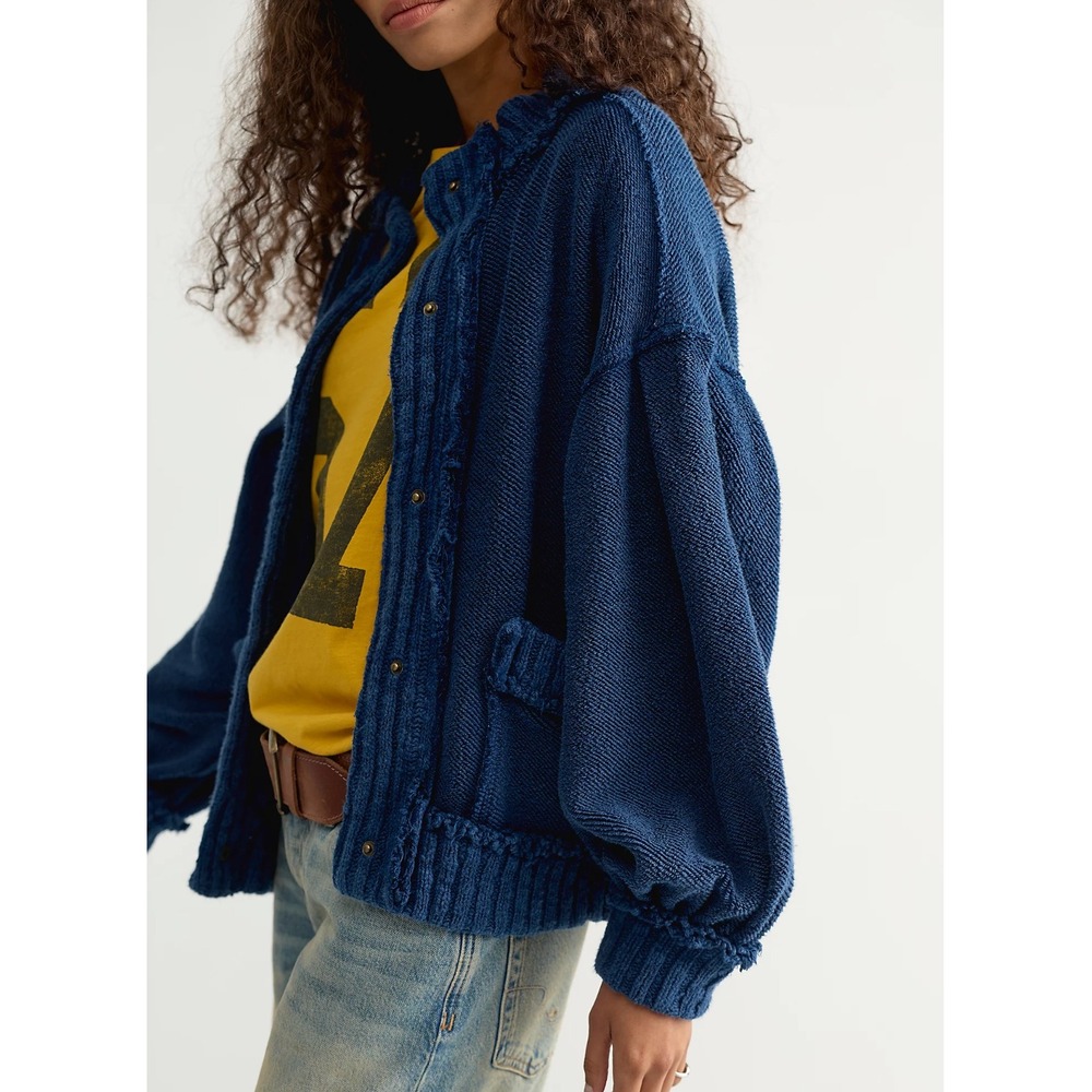 We The Free Free People Cute in This Cardi Blue Chunky Sweater Boho